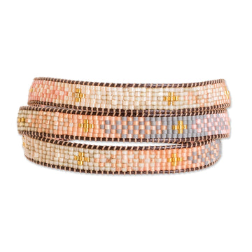 Glass Beaded Wrap Bracelet with Mosaic Pattern - Casual Mosaic