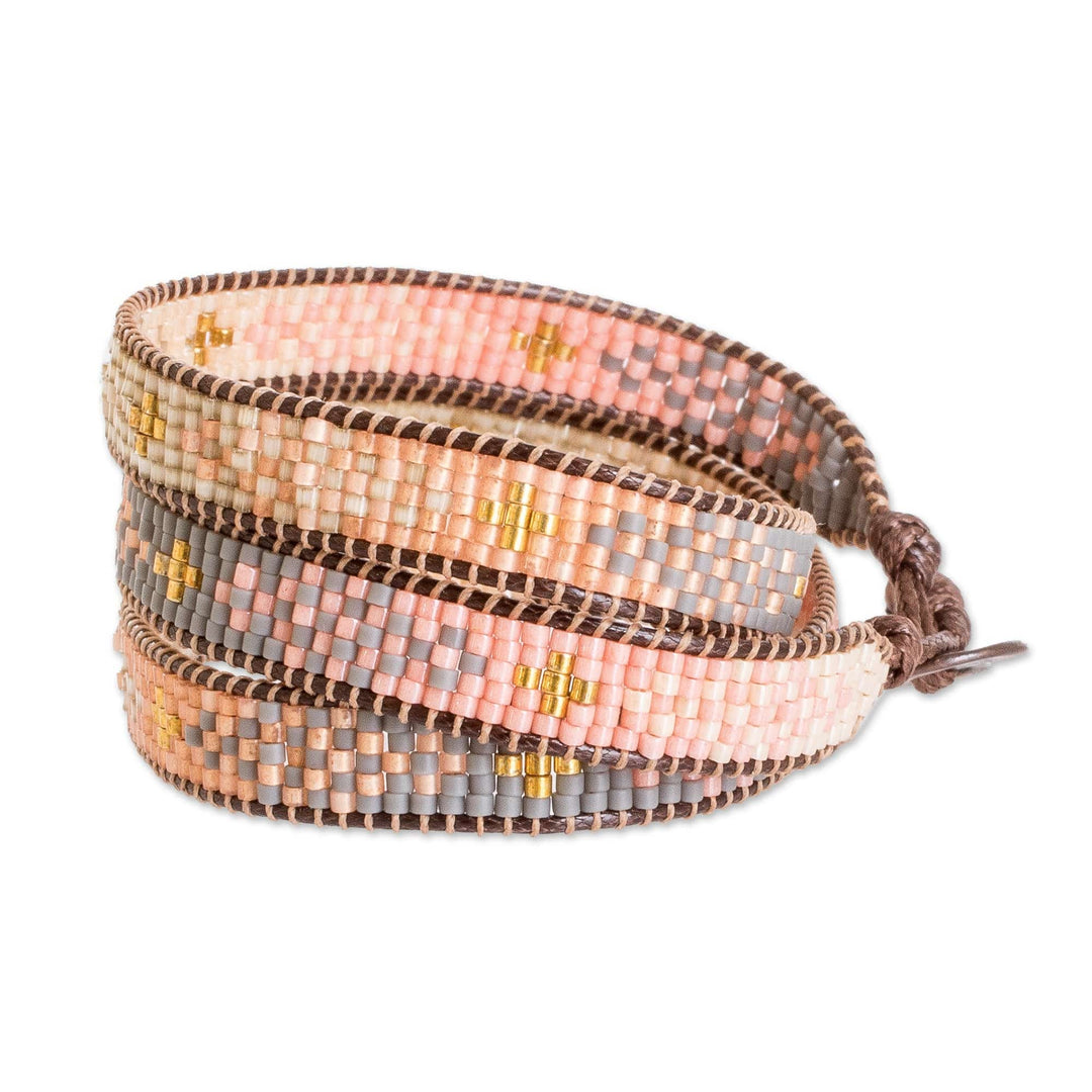 Glass Beaded Wrap Bracelet with Mosaic Pattern - Casual Mosaic