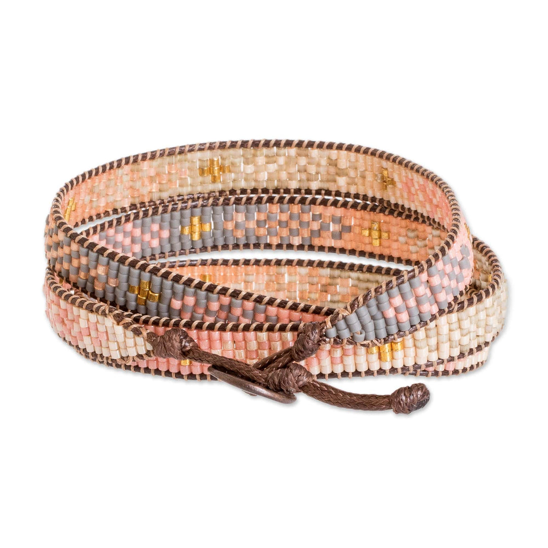 Glass Beaded Wrap Bracelet with Mosaic Pattern - Casual Mosaic