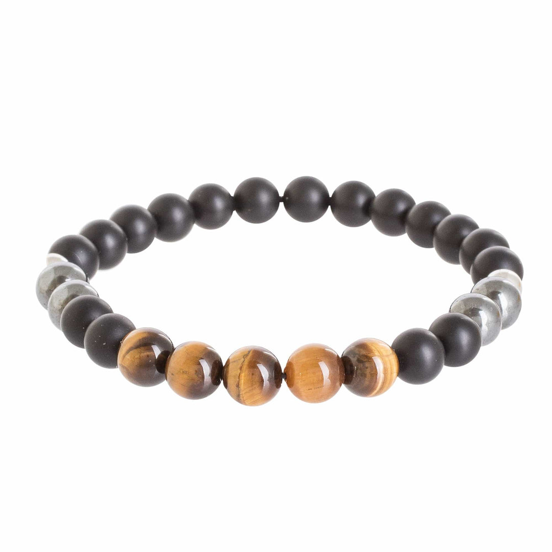 Men's Multi-Gemstone Beaded Bracelet with Tiger's Eye - I Am Strength