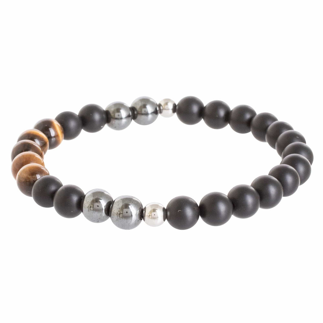 Men's Multi-Gemstone Beaded Bracelet with Tiger's Eye - I Am Strength