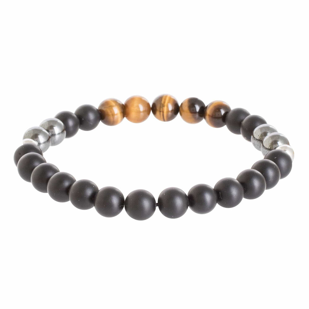 Men's Multi-Gemstone Beaded Bracelet with Tiger's Eye - I Am Strength