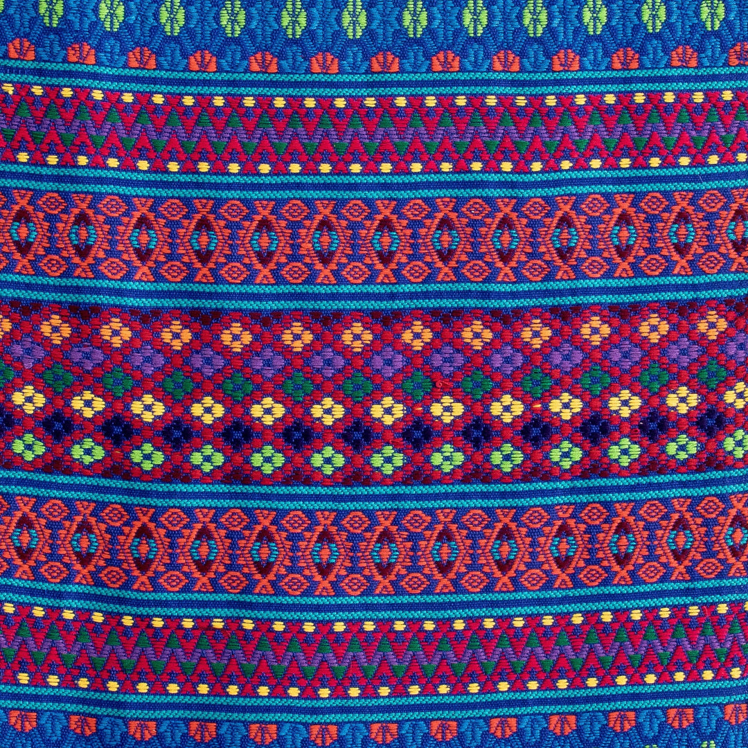 Multicolored Cotton Table Runner with Fringes - Azure Delight