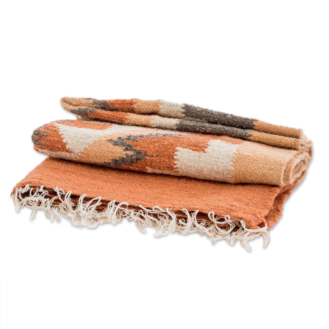 Handloomed Acrylic Geometric Area Rug in Orange (2.5x4.5) - Celestial Diamonds