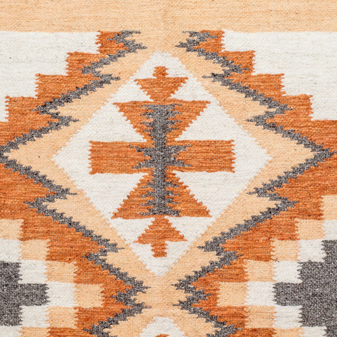 Handloomed Acrylic Geometric Area Rug in Orange (2.5x4.5) - Celestial Diamonds