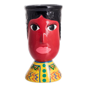 Double Face Ceramic Flower Pot Hand-Painted in Guatemala - St. John