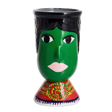 Double Face Ceramic Flower Pot Hand-Painted in Guatemala - St. Martin
