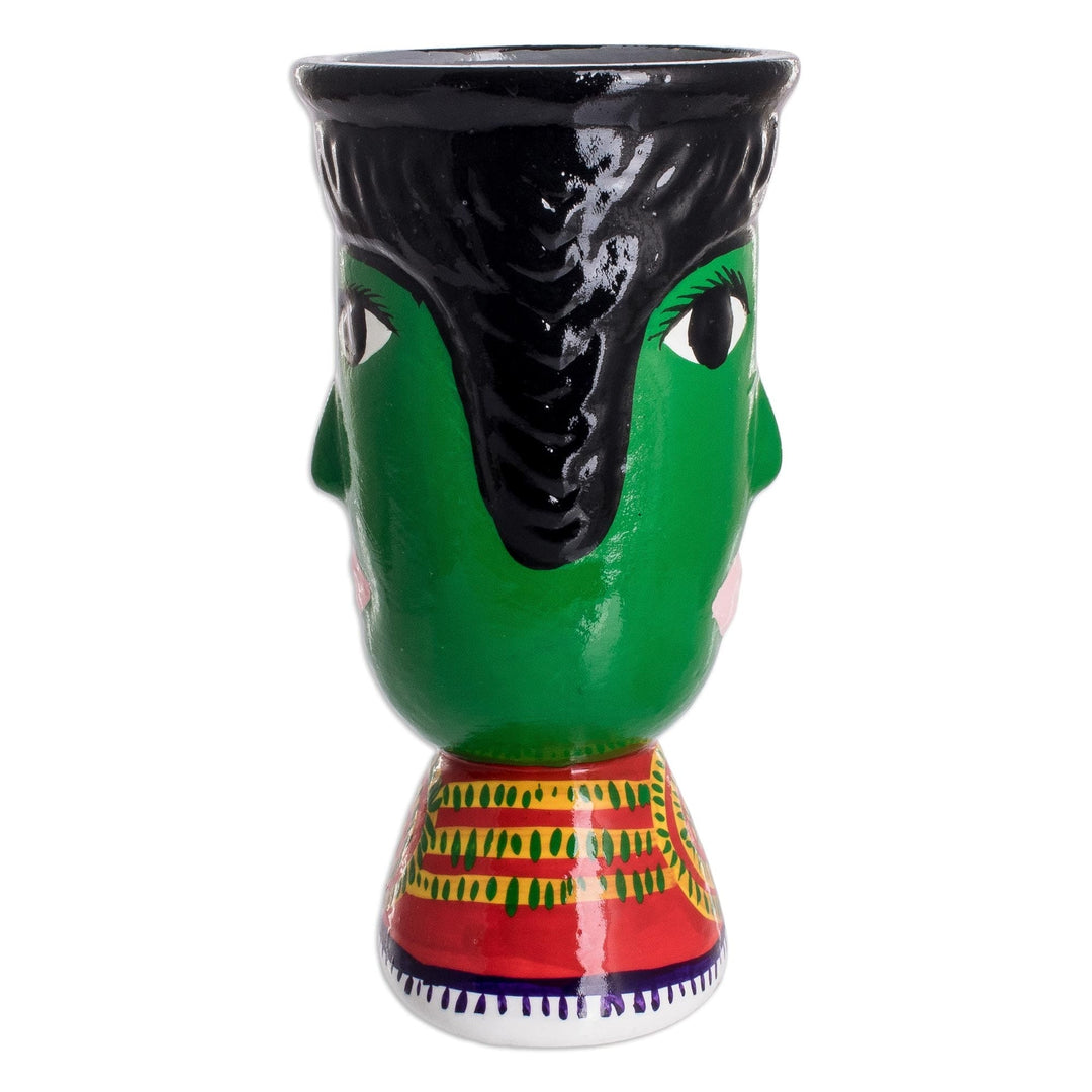 Double Face Ceramic Flower Pot Hand-Painted in Guatemala - St. Martin