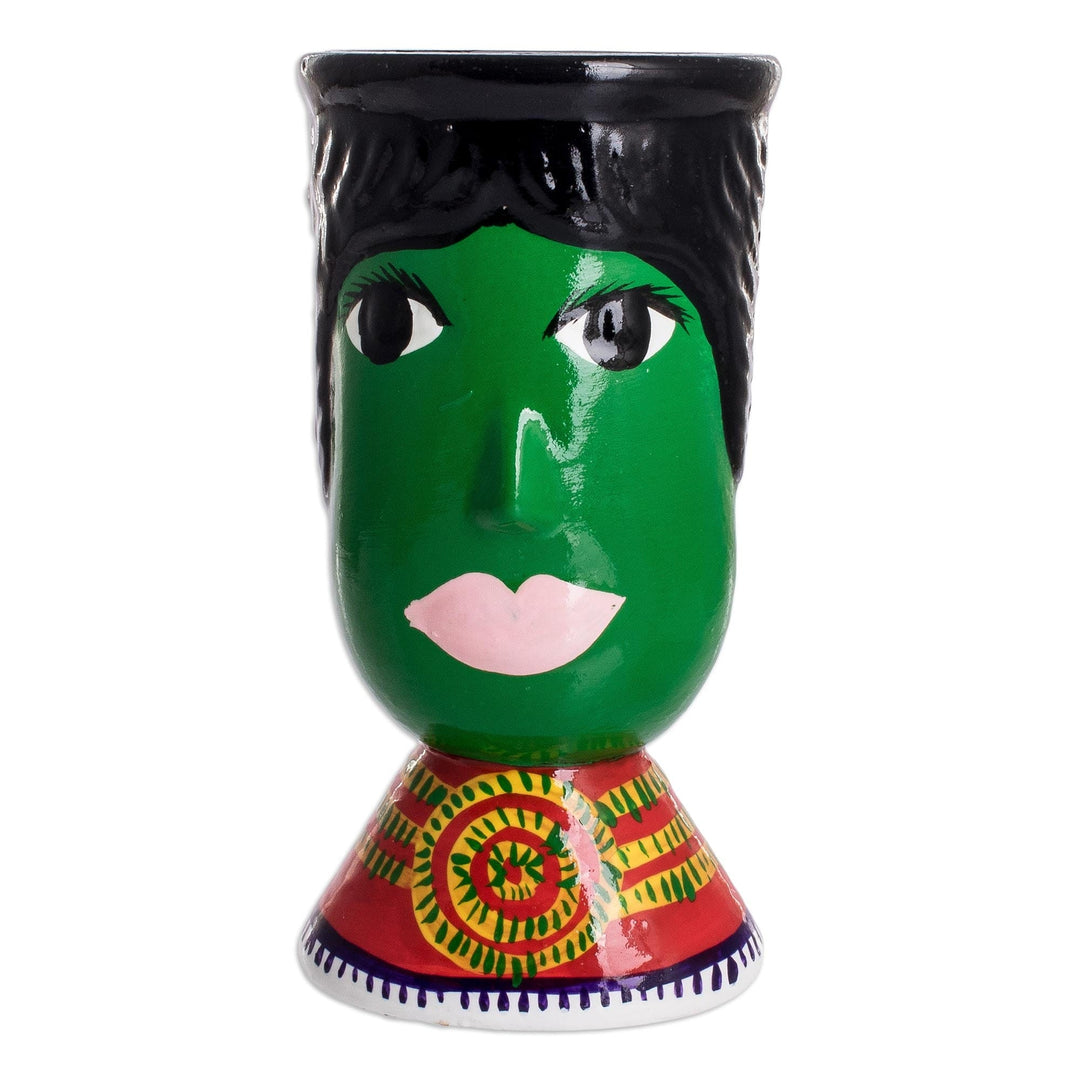 Double Face Ceramic Flower Pot Hand-Painted in Guatemala - St. Martin