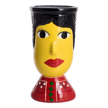 Double Face Ceramic Flower Pot Hand-Painted in Guatemala - St. Louis