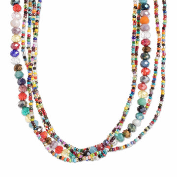 Handcrafted Crystal and Glass Beaded Strand Necklace - Multicolor Soul