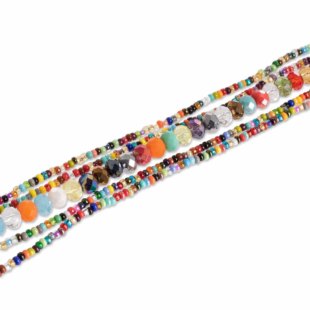 Handcrafted Crystal and Glass Beaded Strand Necklace - Multicolor Soul