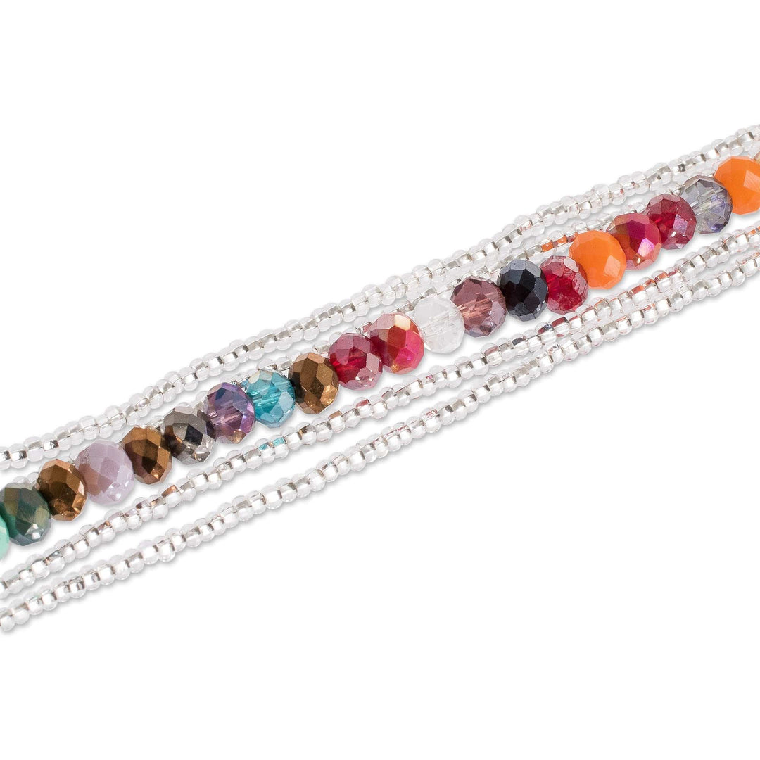 Handmade Crystal and Glass Beaded Strand Necklace - Clear Soul