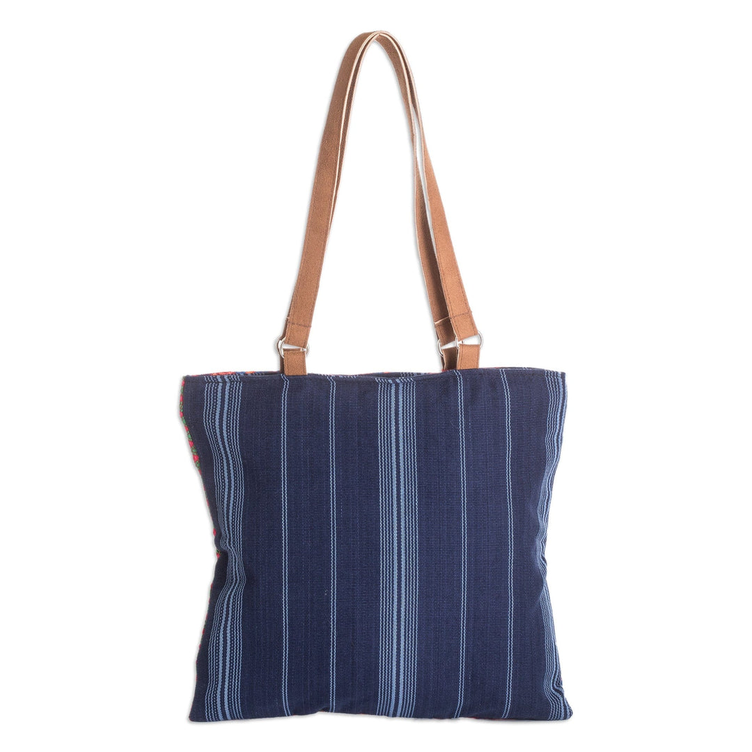 Hand-Woven Cotton Shoulder Bag with Suede Straps and Tassels - Fire Volcano