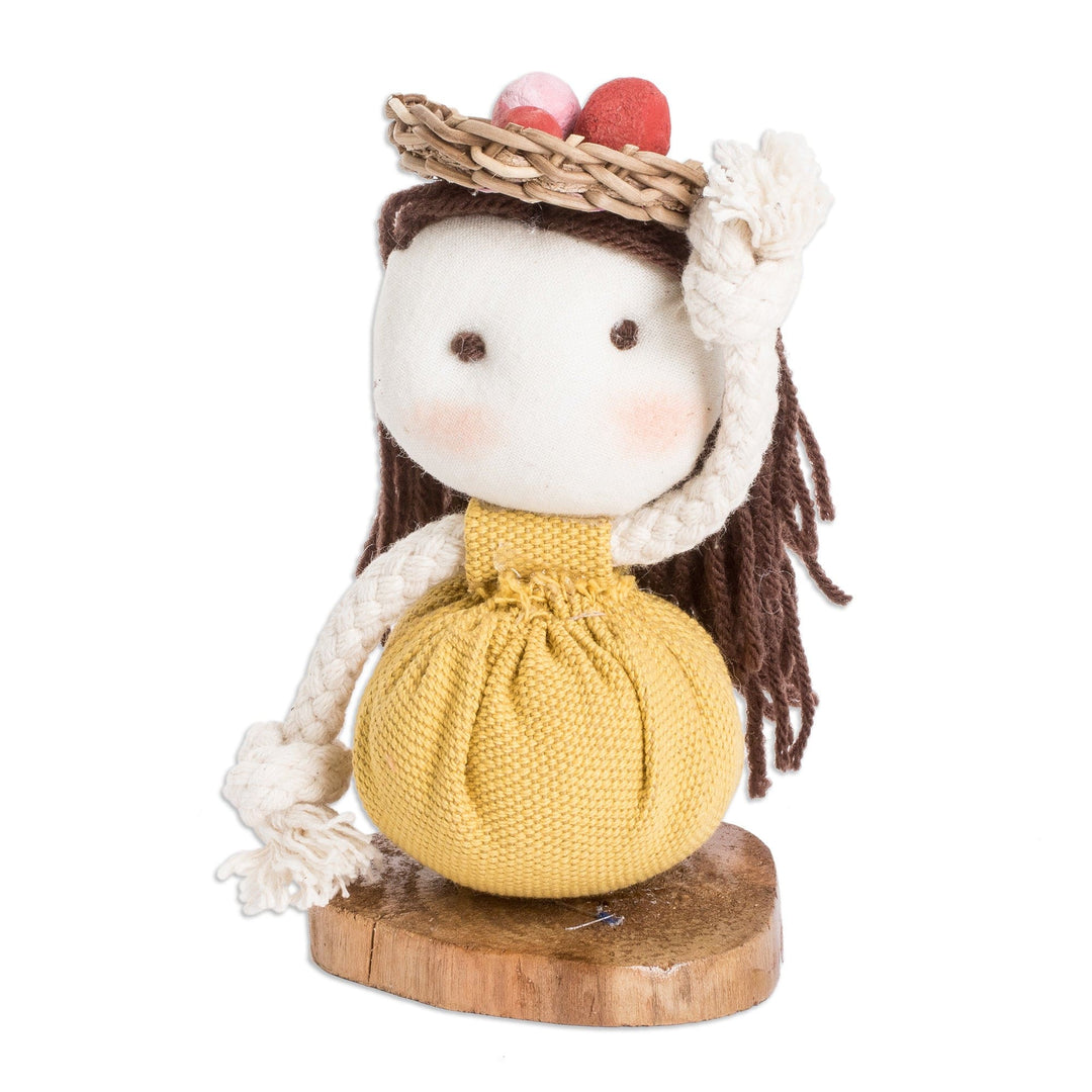 Cotton and Natural Fiber Decorative Doll in Yellow - Yellow Enchantment