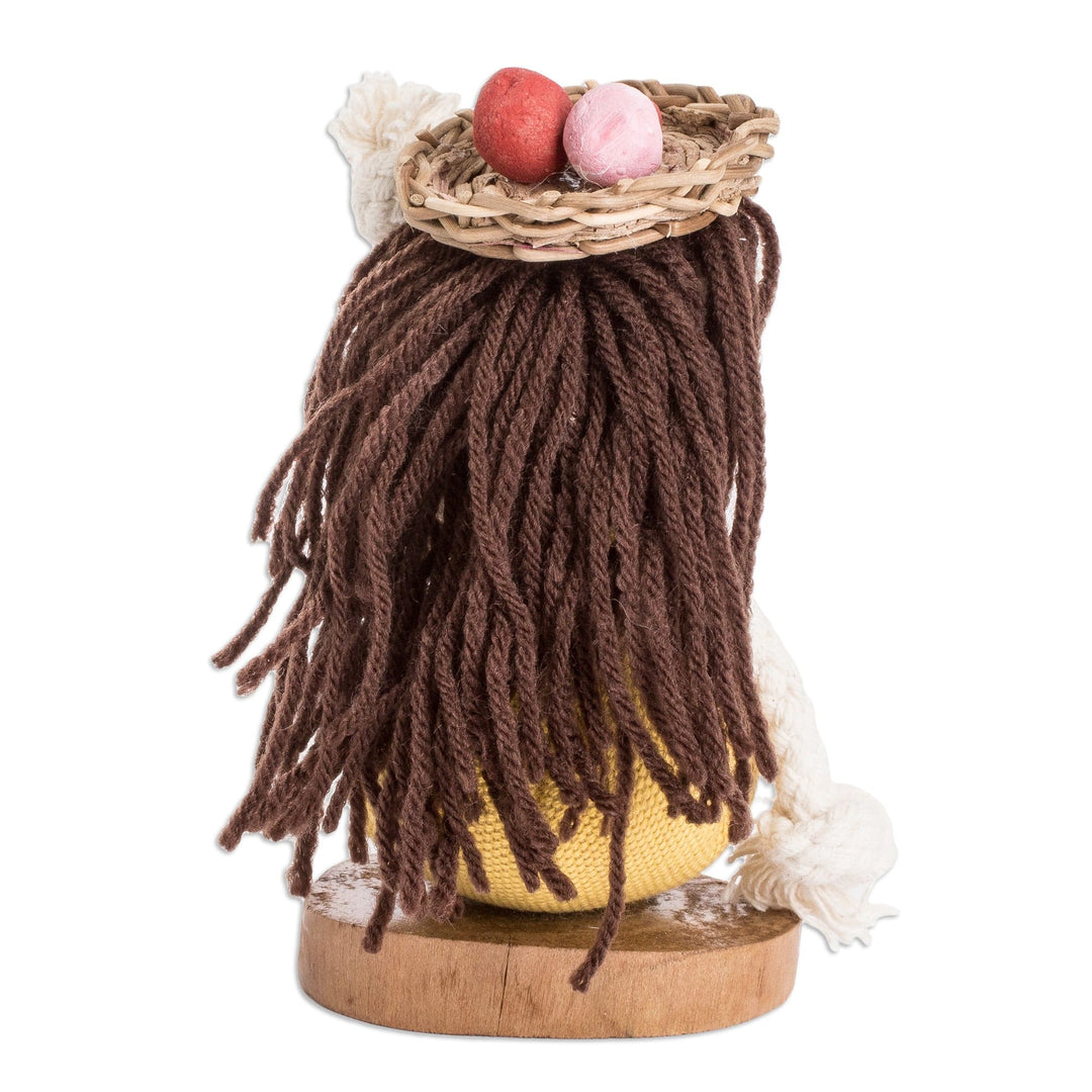 Cotton and Natural Fiber Decorative Doll in Yellow - Yellow Enchantment