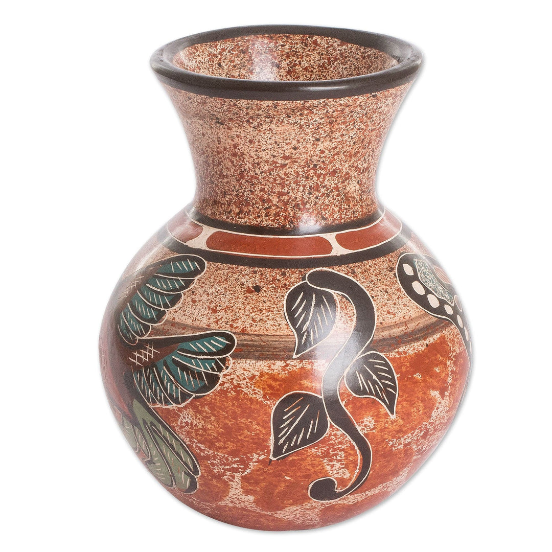 Butterfly and Hummingbird Chorotega Pottery Decorative Vase - Beautiful Flight