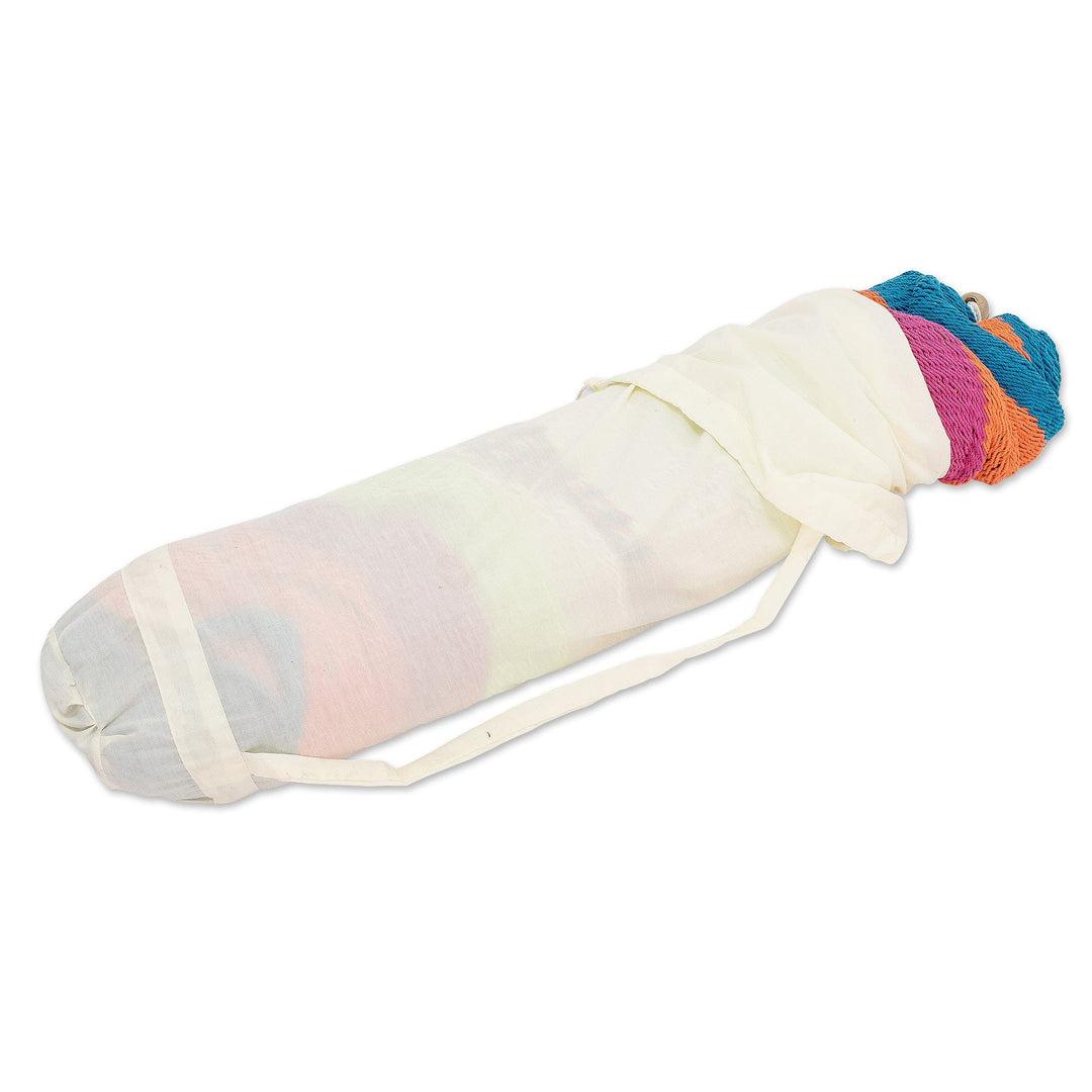 Handcrafted Cotton Rope Hammock in Colorful Hues (Single) - Tropical Dreams