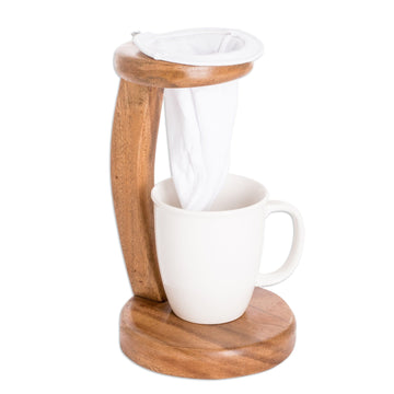 Handcrafted Conacaste Wood Single-Serve Drip Coffee Stand - Coffee Scents