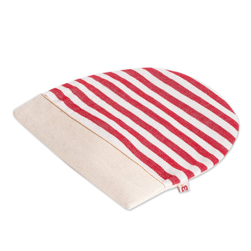 Handwoven Cotton Tortilla Warmer with Red & White Stripes - Fire