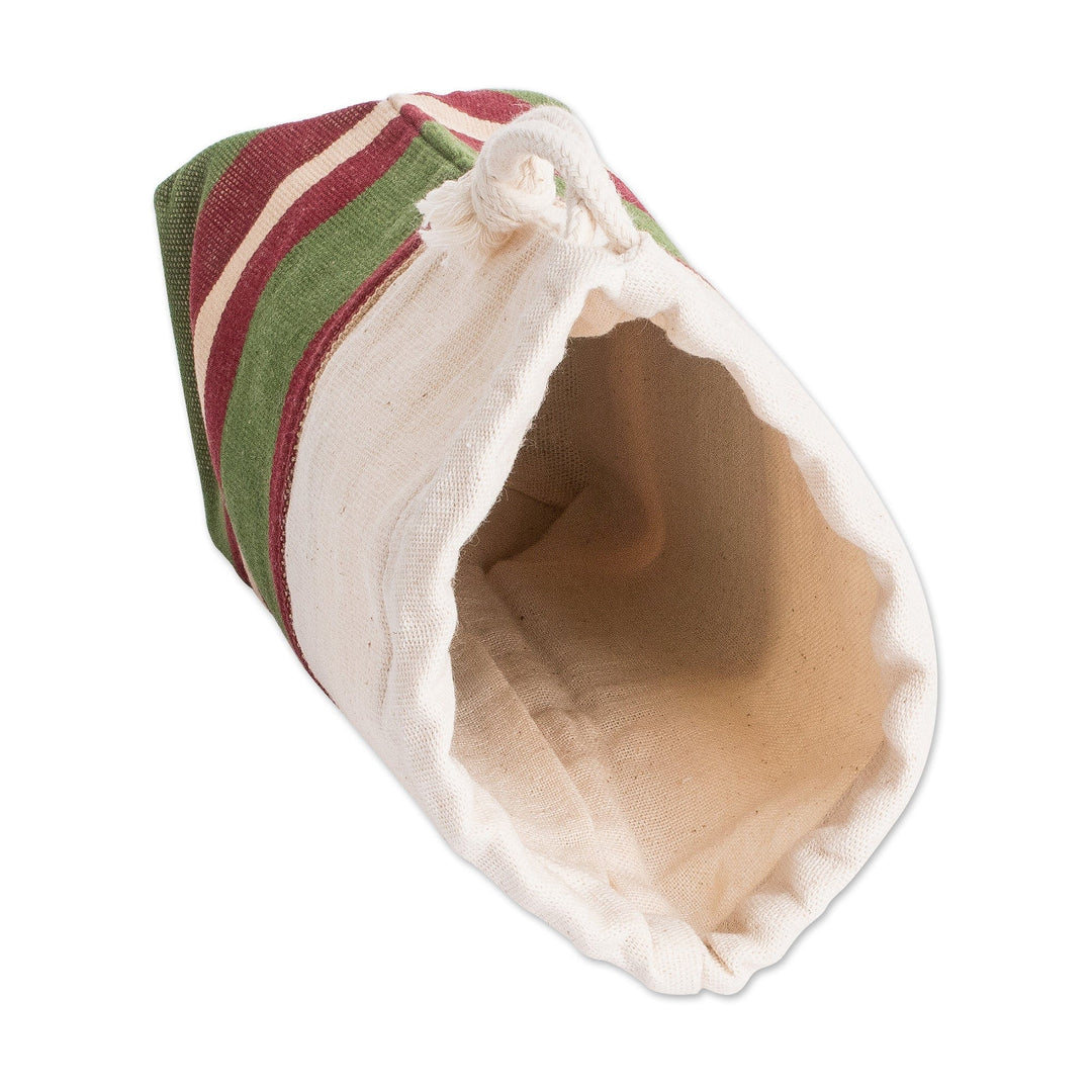 Striped Cotton Drawstring Coffee Bag Hand-Woven in Guatemala - Cup of Joe