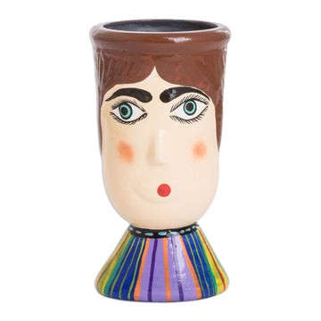 Hand-Painted Striped Ceramic Flower Pot - San Felipe's Giant