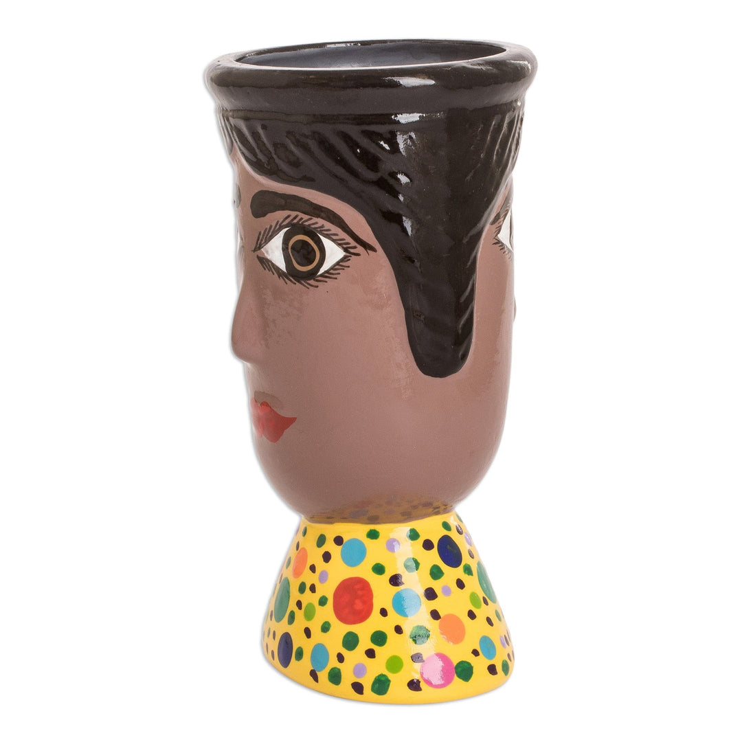 Hand-Painted Dotted Ceramic Flower Pot - Santa Catarina's Giant