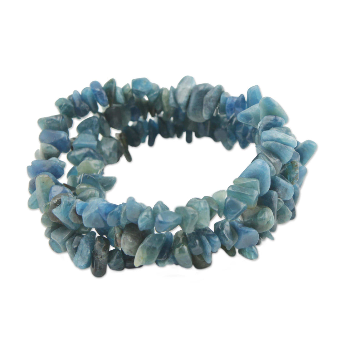 Aquamarine Beaded Stretch Bracelets - Set of 3 - Naturally Aqua