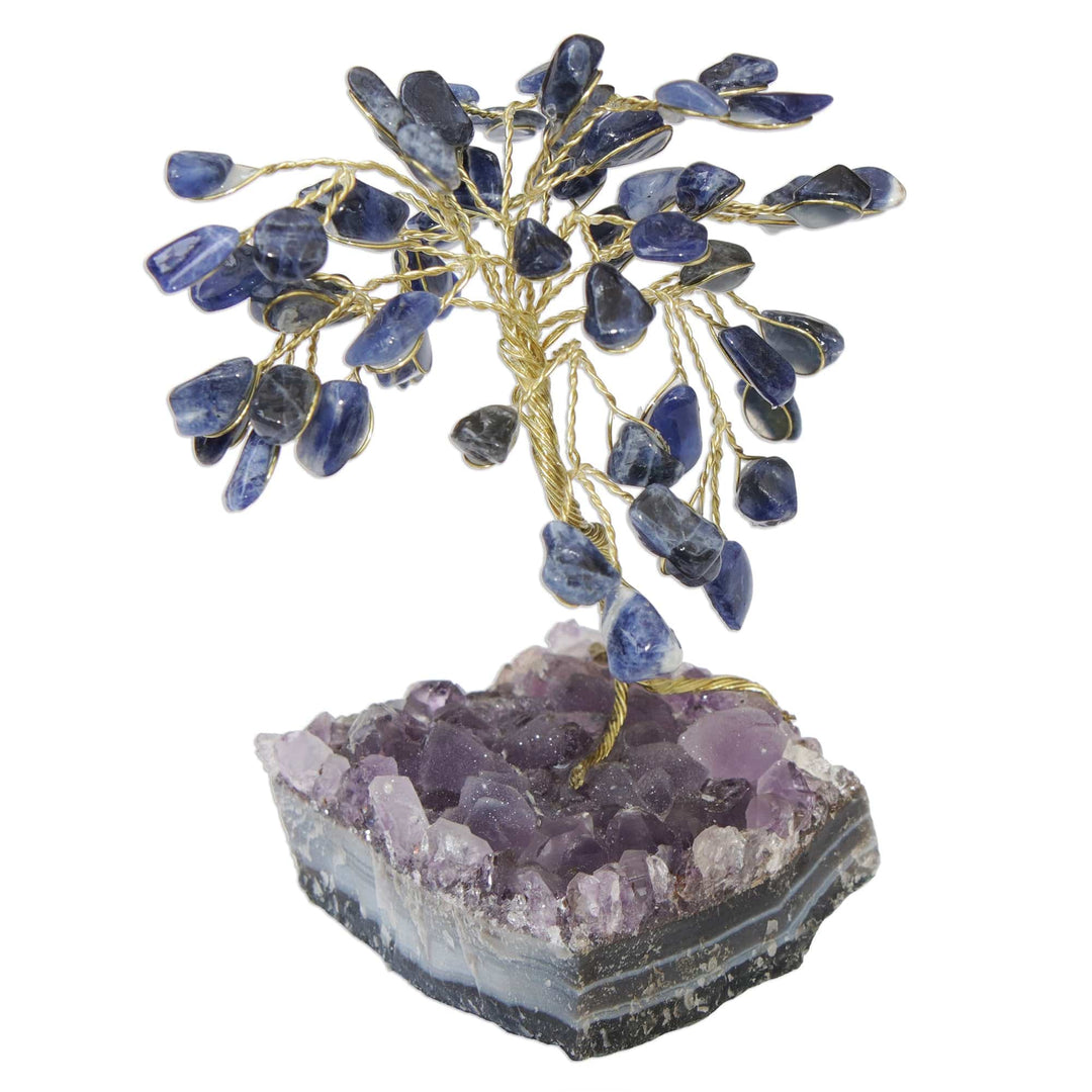 Sodalite and Amethyst Gemstone Tree Sculpture - Little Tree