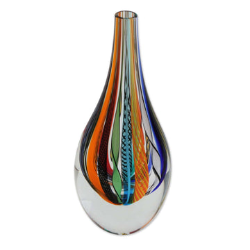 Murano-Style Glass Vase - Color Cascade