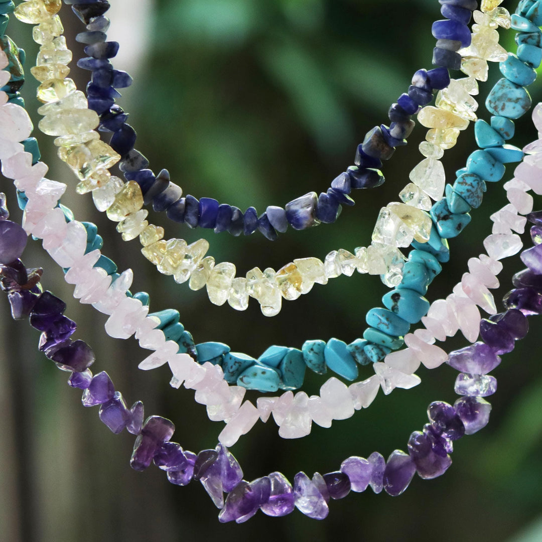 Gemstone Beaded Necklaces - Set of 5 - Five Graces