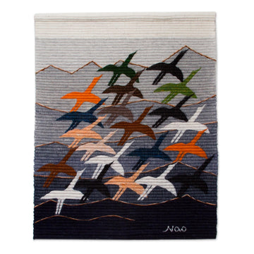 Hand Loomed Bird Tapestry Wall Hanging