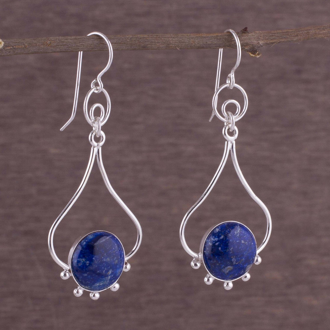 Lapis Lazuli and Silver Earrings - Andean Moon