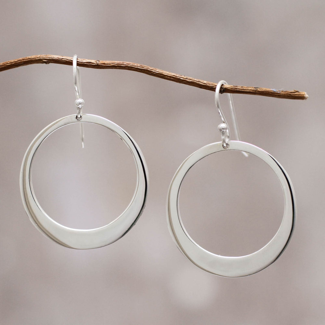 Sterling Silver Dangle Earrings - Perfect Moon
