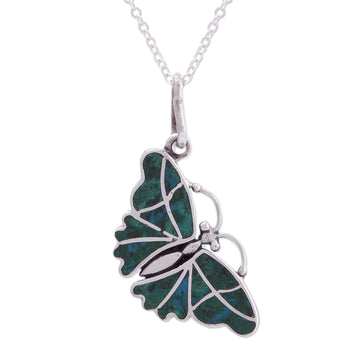 Silver and Chrysocolla Pendant Necklace - Cajamarca Butterfly