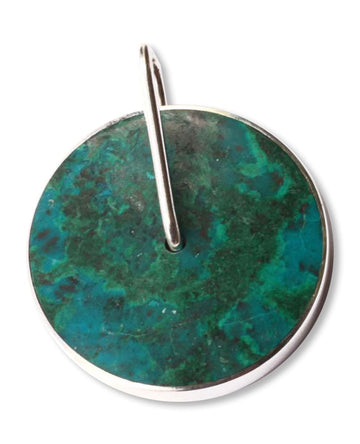 Fine Silver Chrysocolla Pendant - Magic Circle