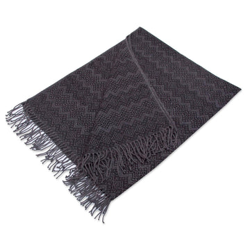 Alpaca Acrylic Blend Throw Blanket - Smoky Black Diamonds