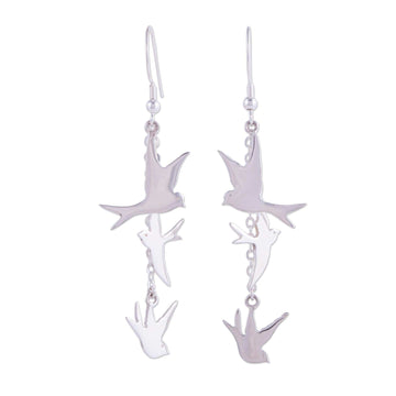 Sterling Silver Dangle Earrings - Nighttime Doves