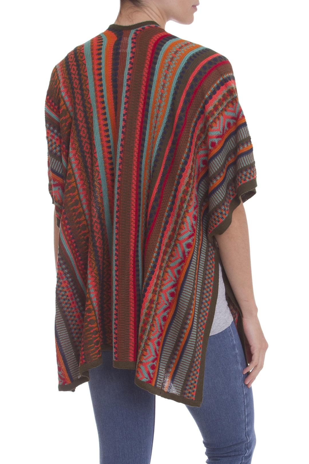 Acrylic Knit Ruana - Desert Strata