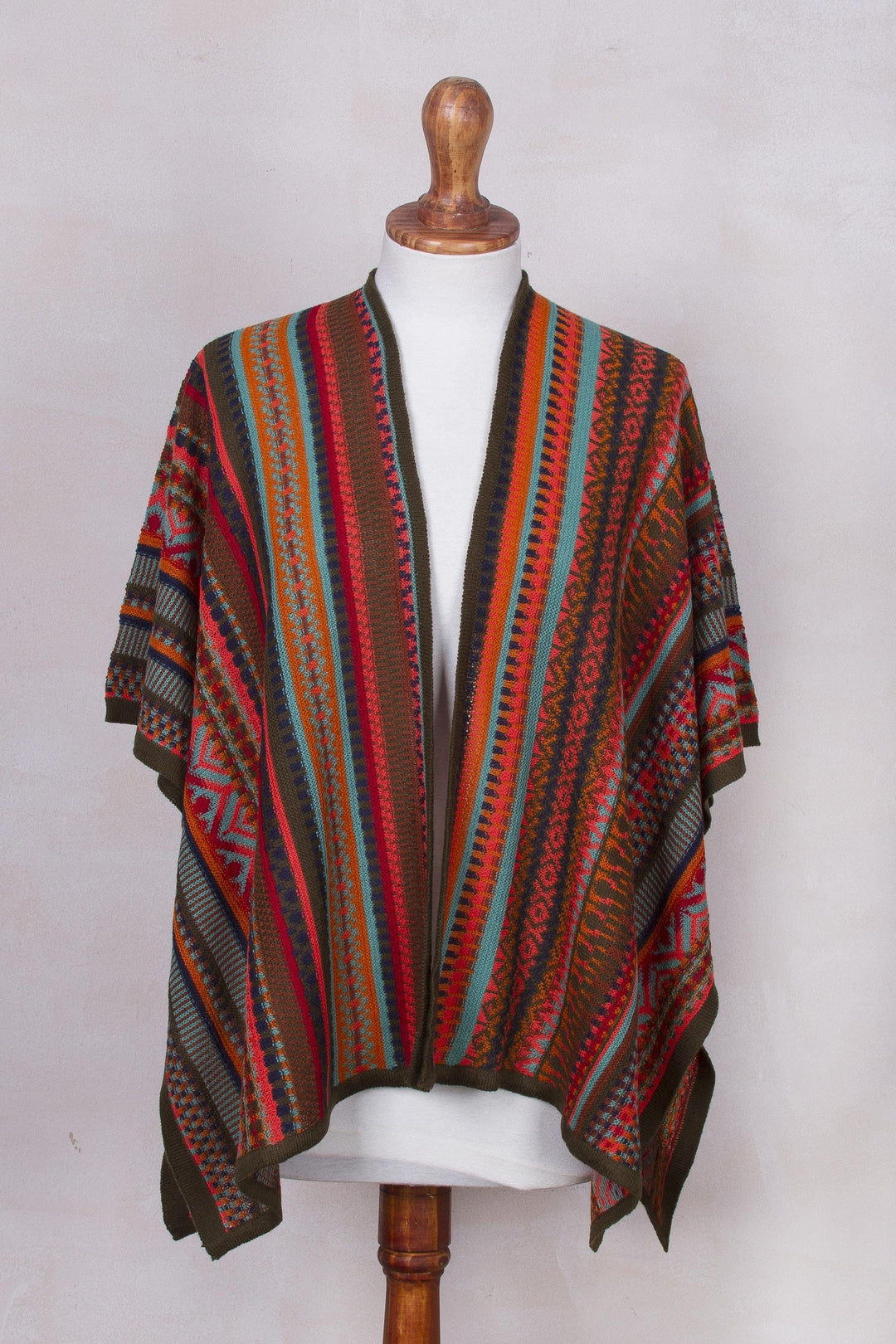 Acrylic Knit Ruana - Desert Strata