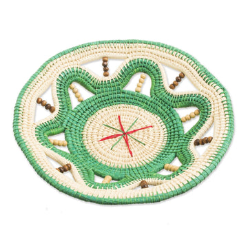 Chambira Tree Fiber Decorative Basket - Magical Weave in Viridian