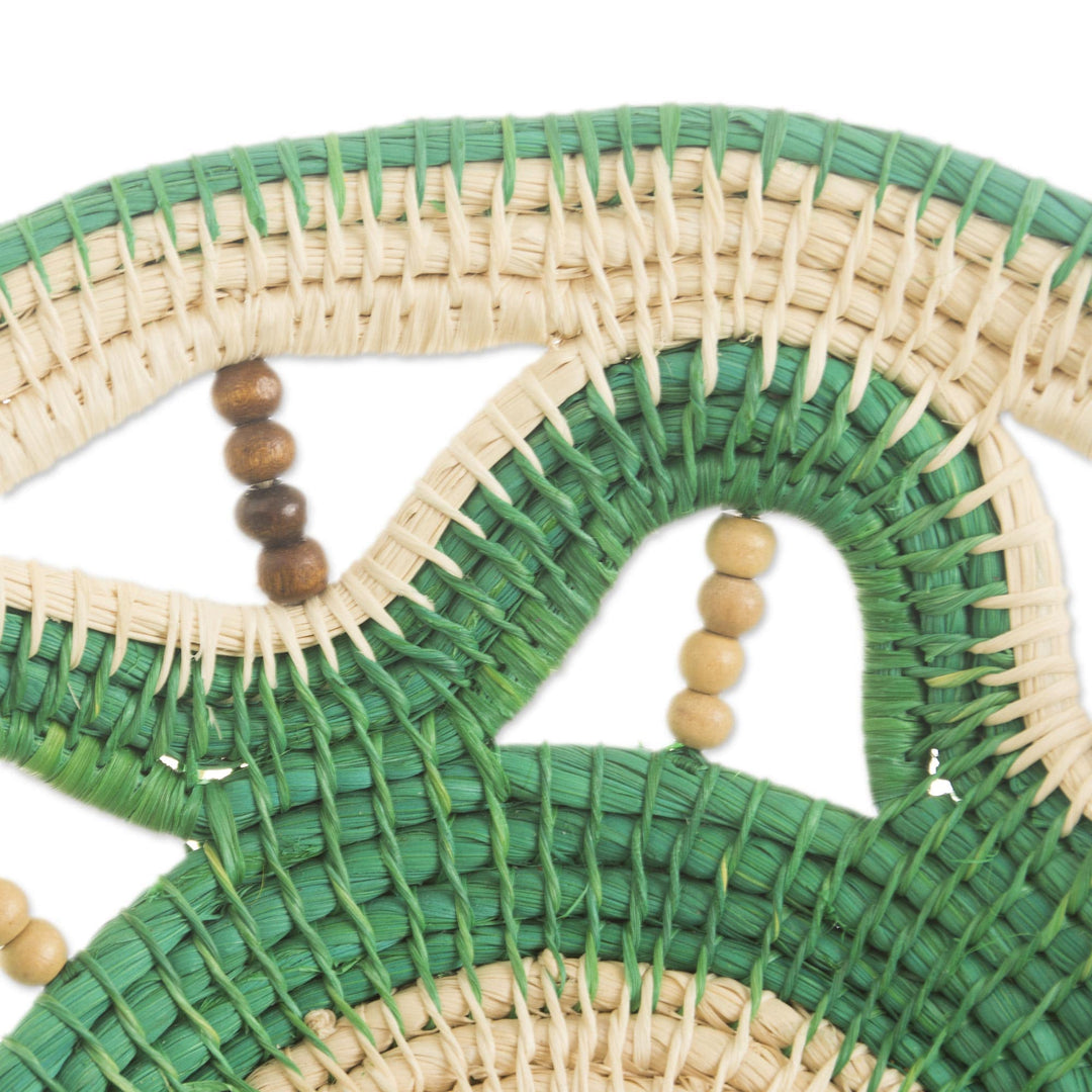 Chambira Tree Fiber Decorative Basket - Magical Weave in Viridian