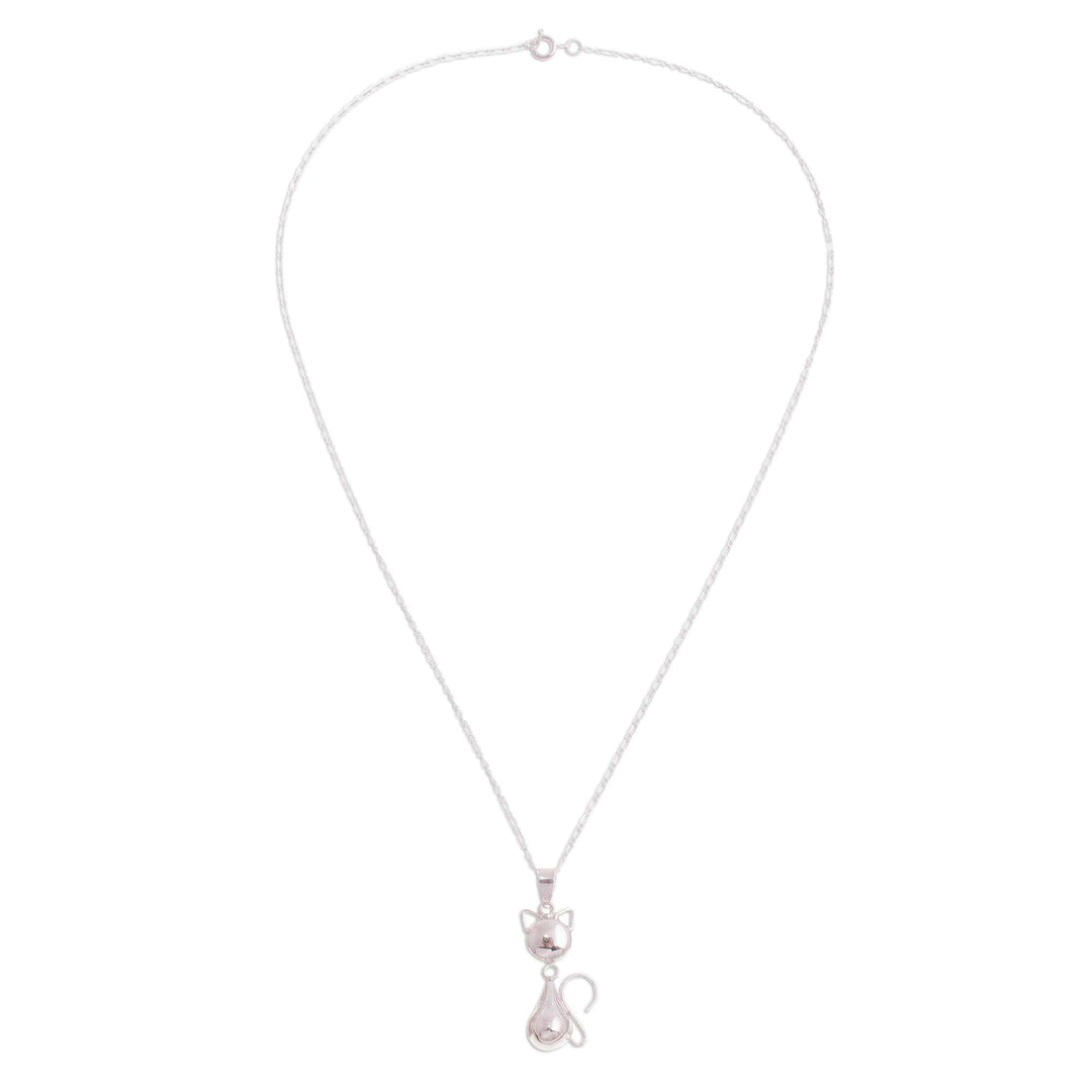 Sterling Silver Pendant Necklace - Delightful Cat