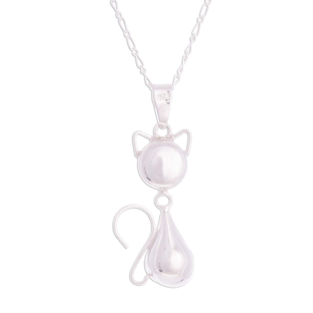 Sterling Silver Pendant Necklace - Delightful Cat