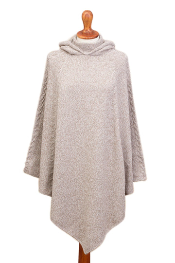 Alpaca Blend Hooded Poncho in Taupe - Adventurous Style in Taupe