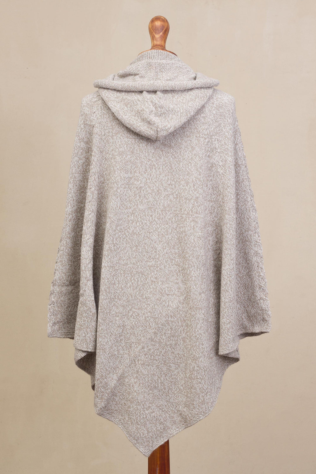 Alpaca Blend Hooded Poncho in Taupe - Adventurous Style in Taupe