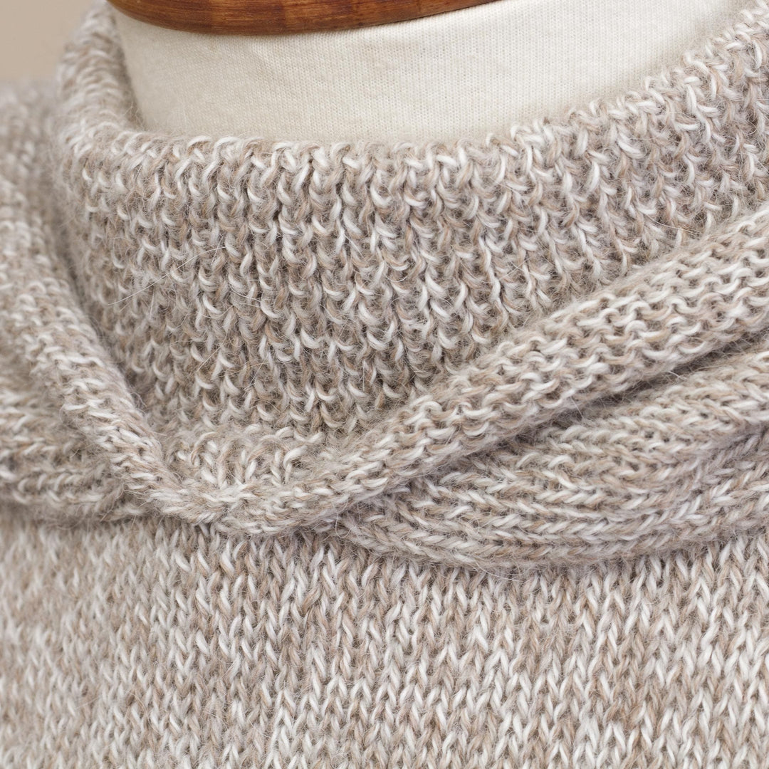 Alpaca Blend Hooded Poncho in Taupe - Adventurous Style in Taupe