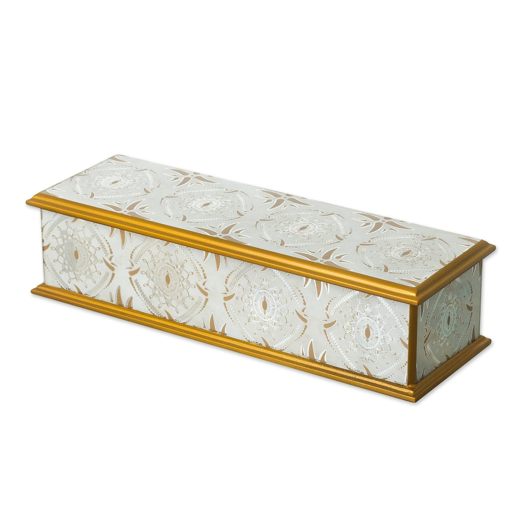 Reverse-Painted Glass Decorative Box - Golden Treasure