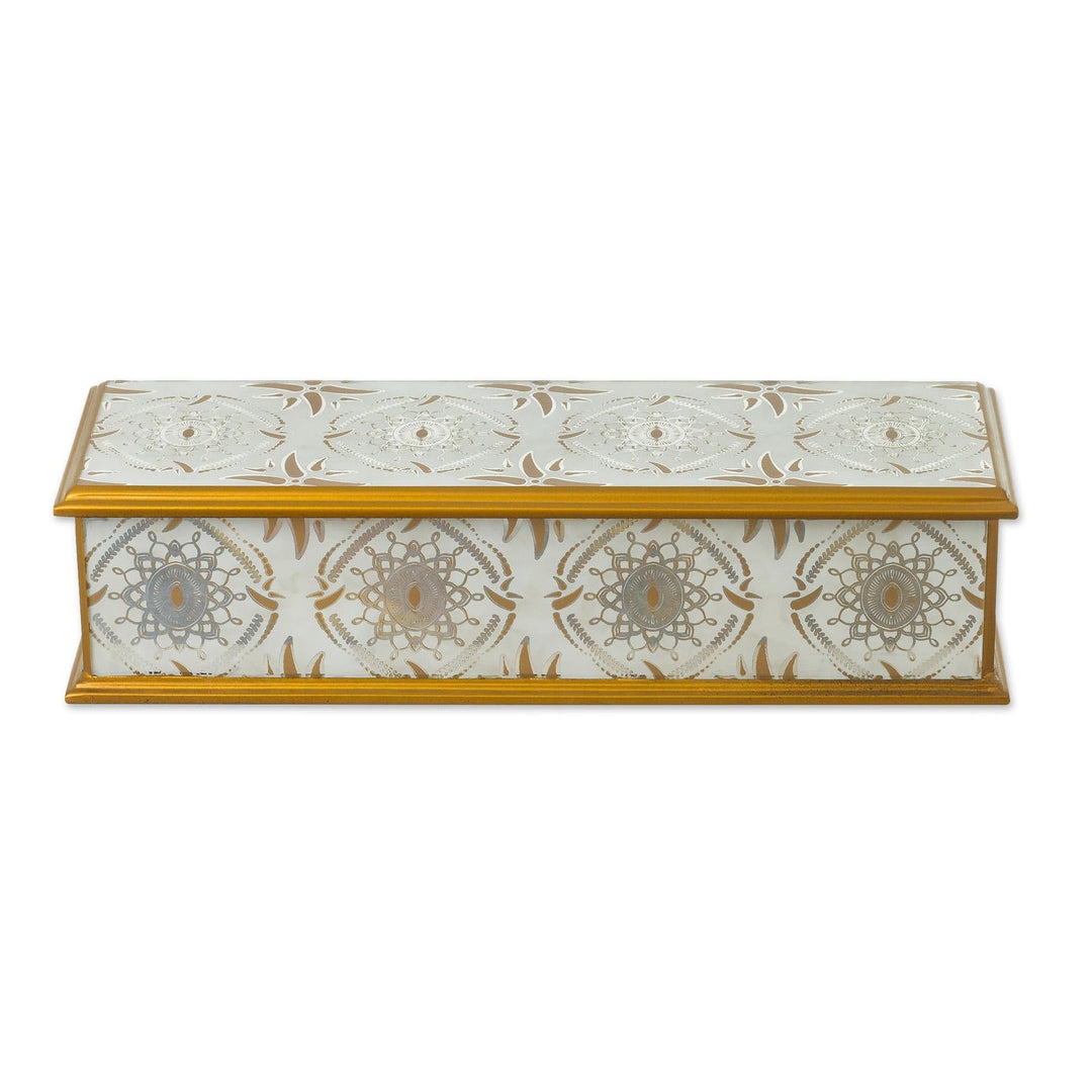Reverse-Painted Glass Decorative Box - Golden Treasure