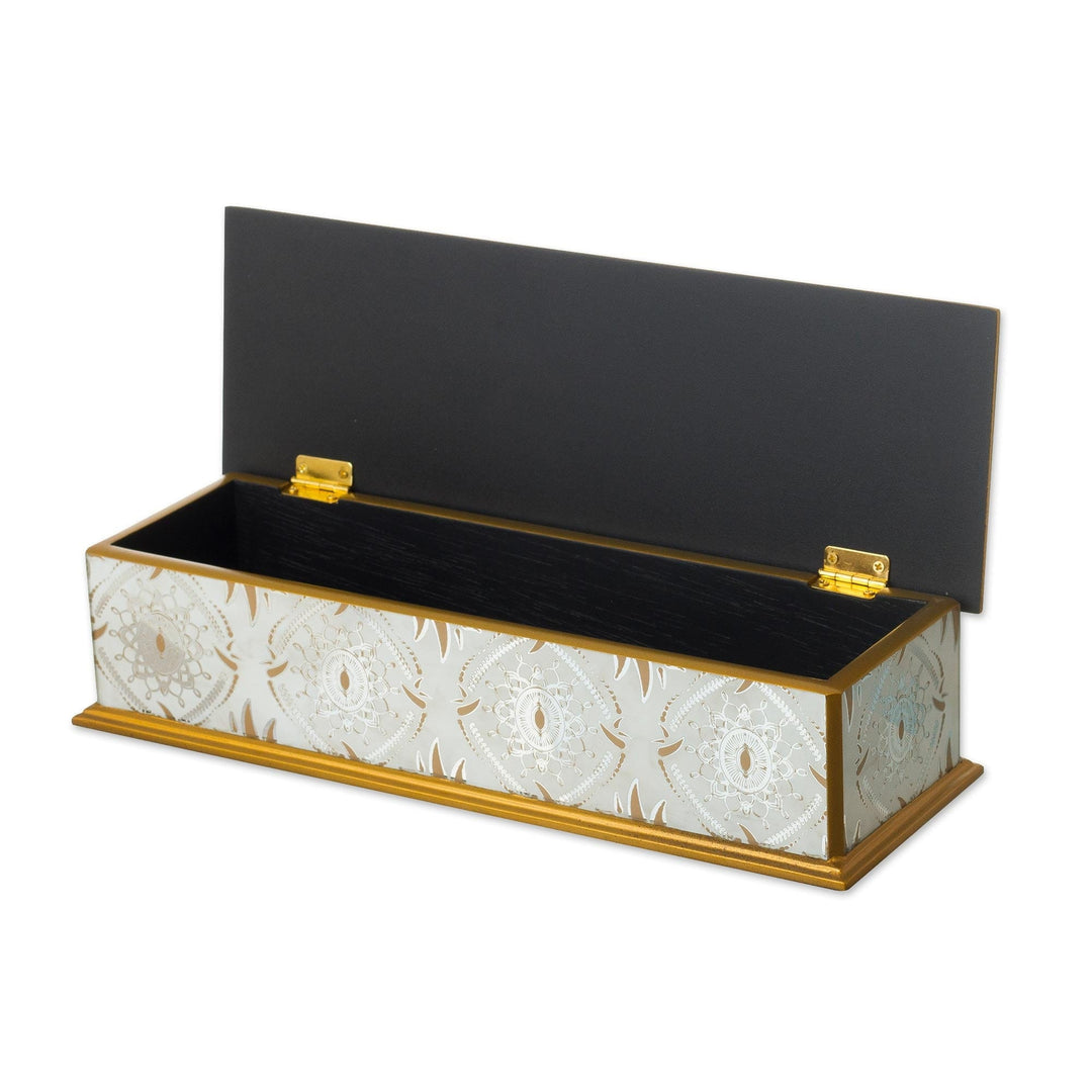 Reverse-Painted Glass Decorative Box - Golden Treasure